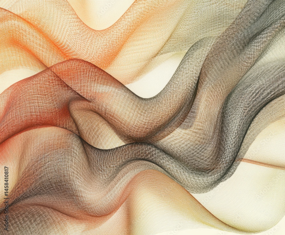 Poster elegant textile waves: flowing, graceful layers of fabric dance in a mesmerizing display of colors a