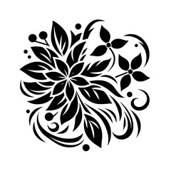 Black Floral Mandala Design on White Background