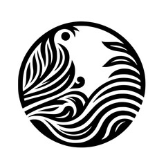 Abstract Black & White Nature Circle Design