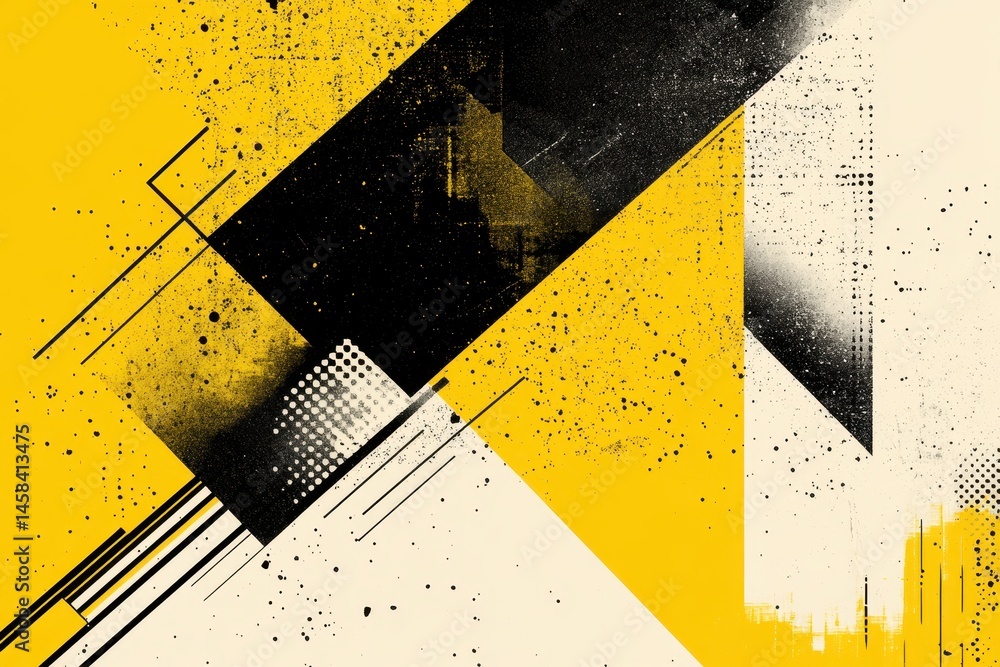Poster abstract geometric composition: a striking abstract composition featuring sharp geometric shapes and
