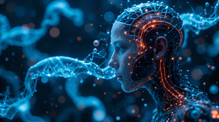 Ai driven quantum enhanced genetics lab modifying DNA superhuman abilities hyper detailed futuristic bioengineering breakthrough