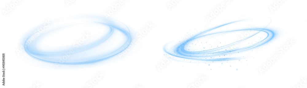 Wall mural glowing neon spiral lines with swirl effect – vector light trail in motion, abstract twisted border 