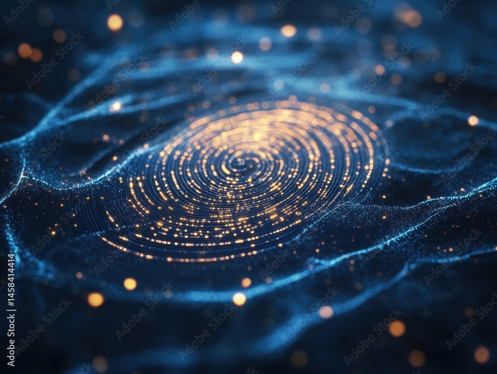 Poster digital data visualization: a stunning visual representation of data, with mesmerizing glowing parti