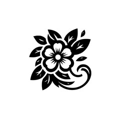Elegant Black and White Floral Design - Vector Illustration