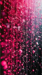 Red Particles Abstract, Glowing Dots Network, Data Stream Visualization, Connection Points, Digital Network, Abstract Background, Modern Technology, Network Structure, Futuristic, 