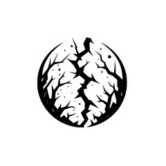 Abstract Cracked Sphere - Black and White, Minimalist Design