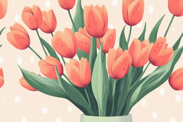 Vibrant red tulips in a vase.