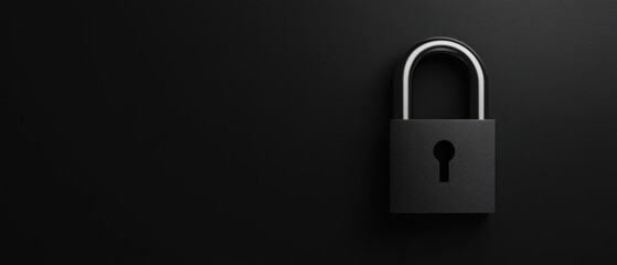 Fototapeta premium Black padlock on dark background security concept