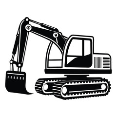 Creative excavator illustration, Construction excavator silhouette vector illustration isolated on a white background