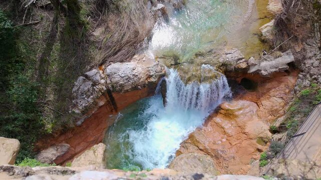 Waterfall on the river that surrounds the picturesque town of Beceite, Matarrana, Teruel.