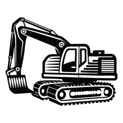 Creative excavator illustration, Construction excavator silhouette vector illustration isolated on a white background