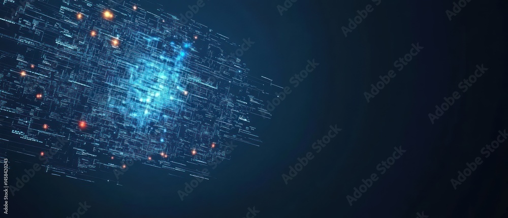 Fototapete glowing digital data stream abstract technology background
