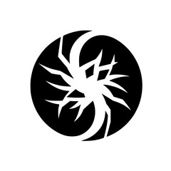 Abstract Black and White Sunburst Symbol, Minimalist Graphic Design