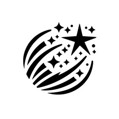 Shooting Starburst Icon: Black and White Vector Illustration