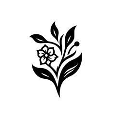 Minimalist Black and White Floral Vector Illustration for Design