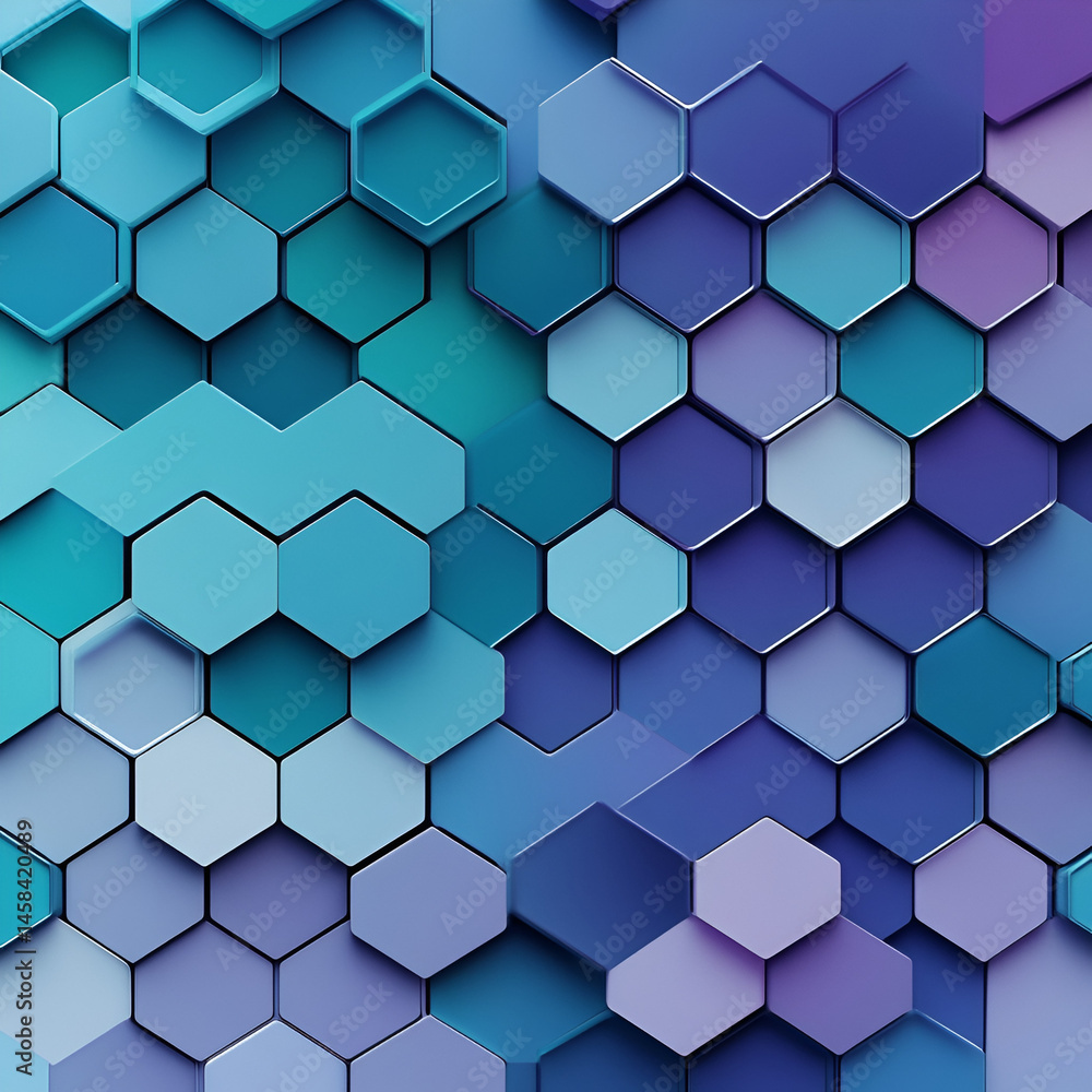 Poster dynamic hexagonal patterns abstract graphic design modern digital art vibrant colors close-up view g