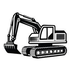 Creative excavator illustration, Construction excavator silhouette vector illustration isolated on a white background