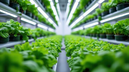 Indoor Controlled Vertical Hydroponic Farming System with Fresh Greens