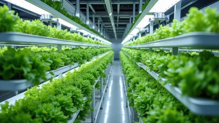Innovative Controlled Vertical Hydroponic Farm with Lush Greenery