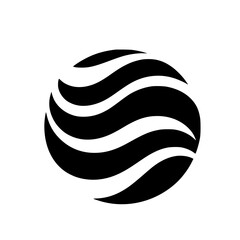 Abstract Black and White Sphere Logo: Fluid, Minimalist Design