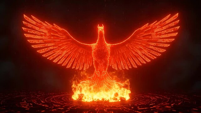 Fiery phoenix digital graphic design