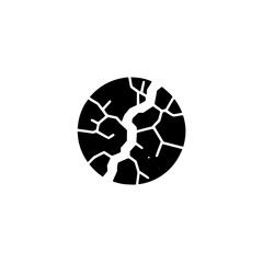 Cracked Earth Symbol - Minimalist Black Circle Icon on White Background