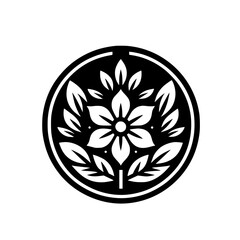 Minimalist Black and White Floral Emblem Design