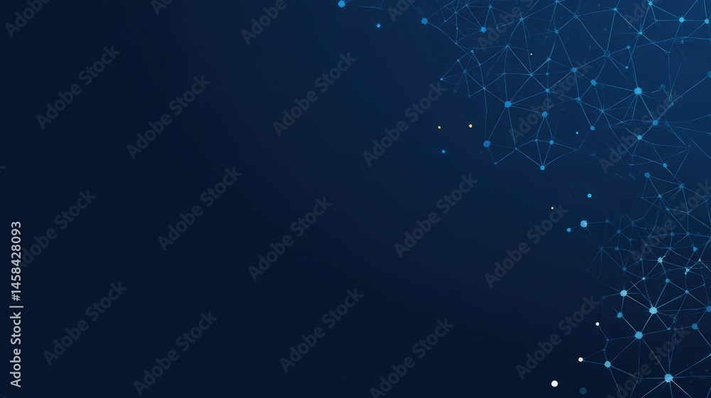 Poster abstract network: deep blue nodes and connections