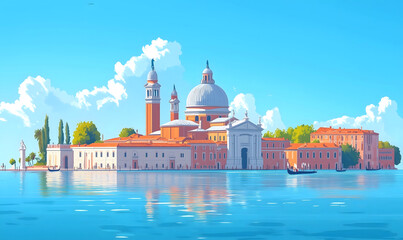 Fototapeta premium Venice scenery Italy beautiful, presentation pictures, Illustration, Generative AI