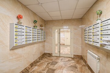 interior apartment public place, house entrance. doors, walls, staircase corridors