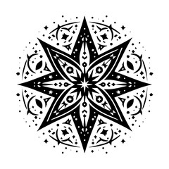 Ornate Black and White Starburst Design, Decorative Element