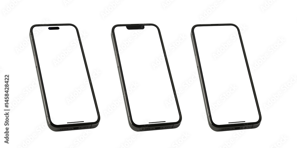 Poster mockup smart phone new generation isolated screen transparent and clipping path for infographic busi
