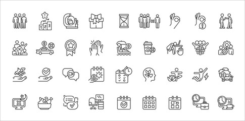 Linear icons depicting business elements