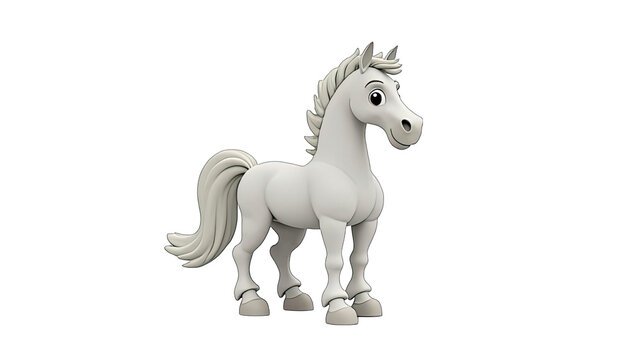 Cute Cartoon Horse 3D Model Download isolated on transparent background