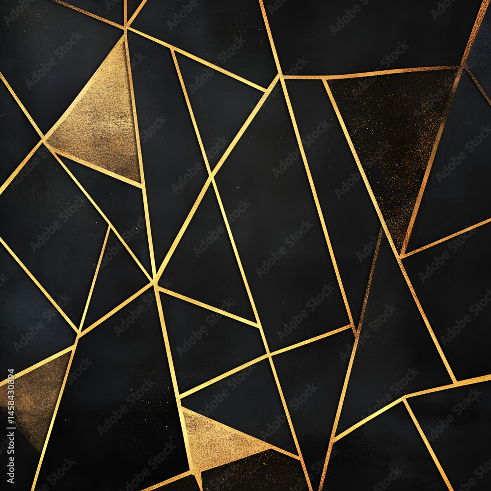 Aufkleber creating minimalist gold line art abstract design digital artwork dark background geometric shapes