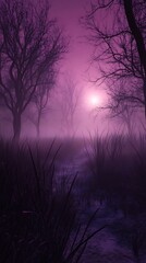 Fototapeta premium Misty purple forest path
