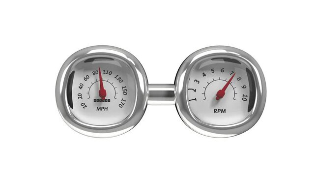 Car dashboard Speedometer and Tachometer 3D icon animation.