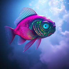 neon fish Generative AI