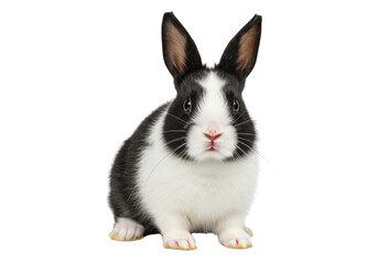 Fototapeta premium Cute Black and White Rabbit Isolated Pet Animal Fluffy Bunny