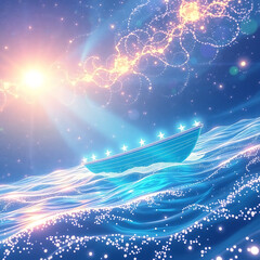 neon boat Generative AI