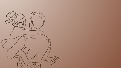Father Holding Daughter - Line Art Family Illustration

