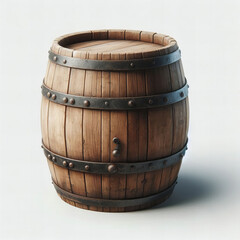 Fototapeta premium Wooden Barrel with Metal Hoops
