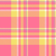 Vibrant pink and yellow plaid pattern.  Perfect for textiles, fashion, packaging, and website backgrounds. This cheerful, seamless design evokes feelings of joy and spring.