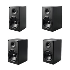 Obraz premium Black Cube Speakers HighQuality Audio System Image isolated on transparent background