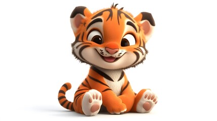 Digital illustration of a cute cartoon tiger cub.