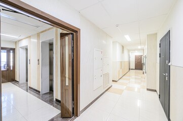 interior apartment public place, house entrance. doors, walls, staircase corridors