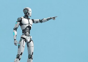 Fototapeta premium Robot Body With Artificial Intelligence Pointing Forward Toward the Future Innovation