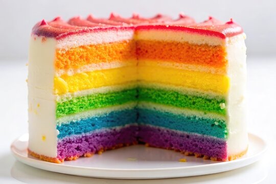 Rainbow Layer Cake Dessert Slice