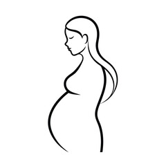 Pregnant Woman Side Profile Vector  Line art