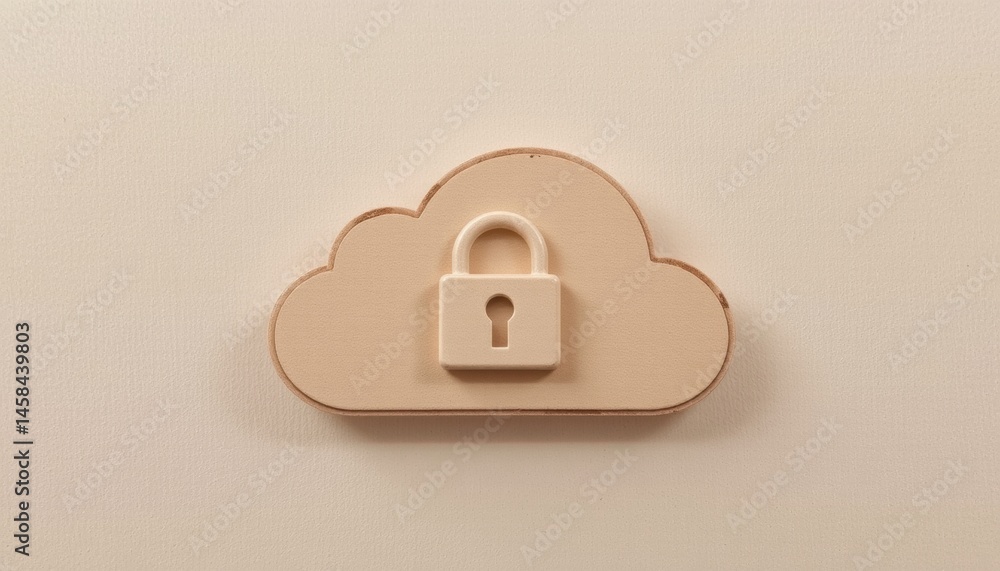 Poster cloud lock symbol representing data security and privacy.